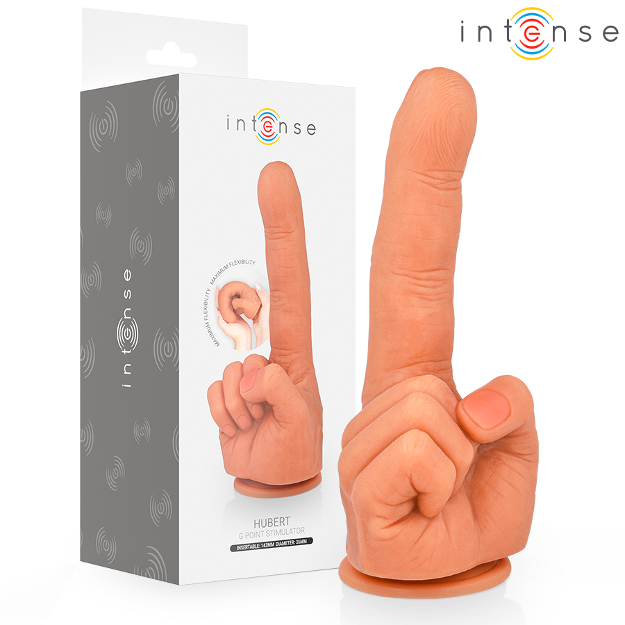 INTENSE HUBERT dildo na bod G s flexibilním tvarem ruky