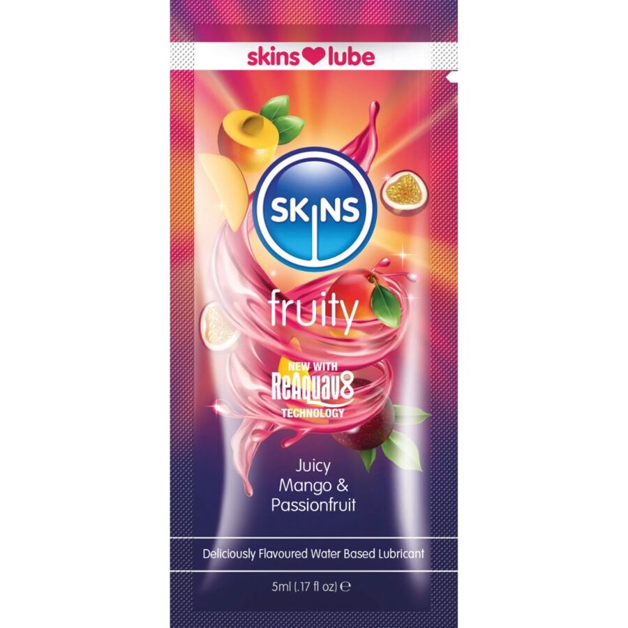 Lubrikační gel SKINS Fruity s mangem a marakujou, 5 ml