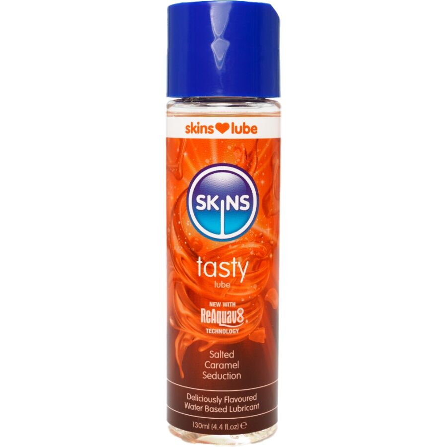 SKINS Tasty lubrikační gel s příchutí slaného karamelu, 130 ml