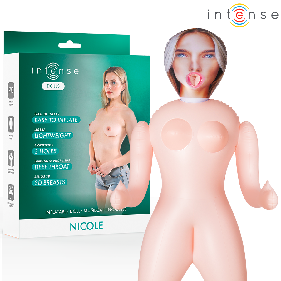 Intense Dolls Nicole nafukovací sexuální panenka se třemi otvory
