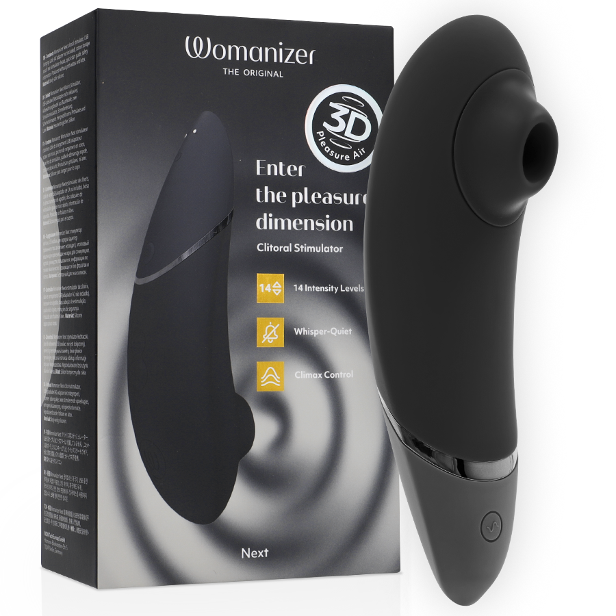 Womanizer Next stimulátor tlakových vln v černé barvě