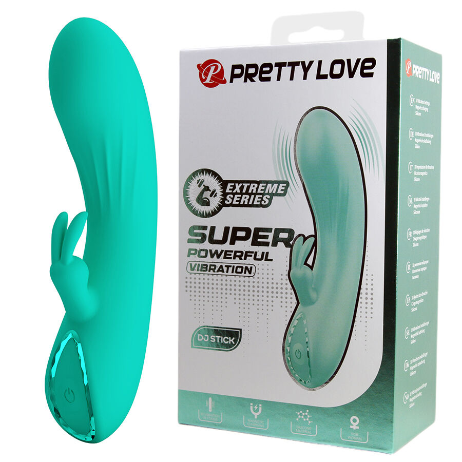 Pretty Love DJ Stick králičí vibrátor v tyrkysové barvě