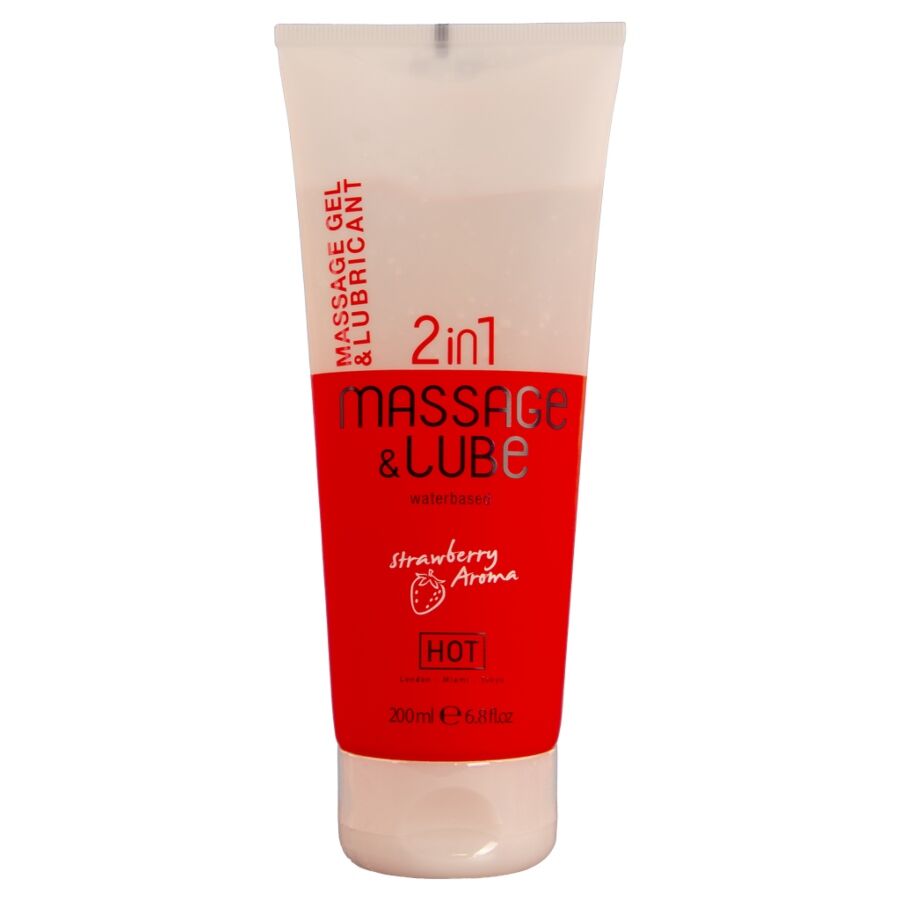 HOT Masážní a lubrikační gel s jahodovou vůní, 200 ml