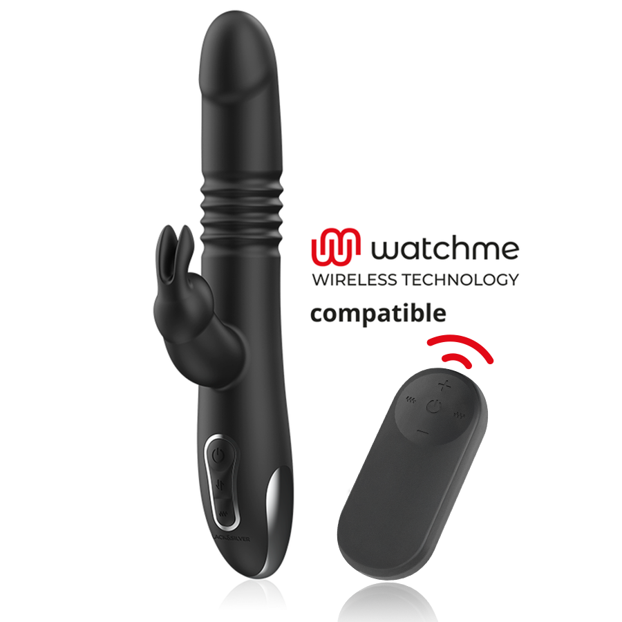 Rabbit vibrátor na bod G s pohybem nahoru a dolů 24.5 cm BLACKSILVER