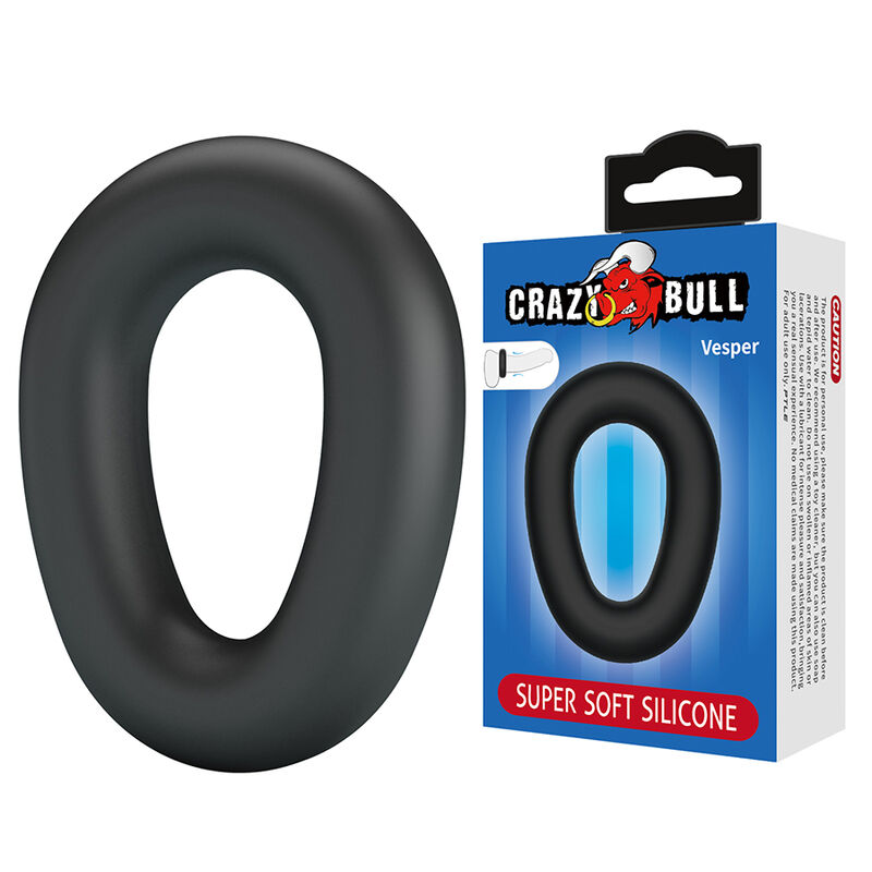 CRAZY BULL Vesper erekční kroužek bez vibrací ze silikonu, černý