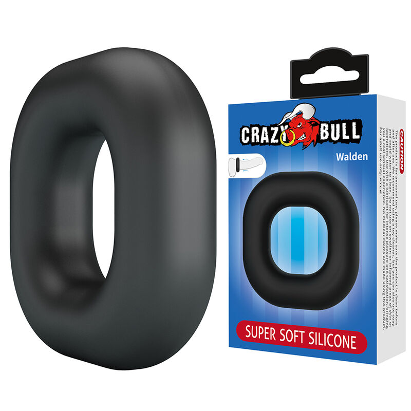 Penisový kroužek Crazy Bull Walden ze silikonu, černý