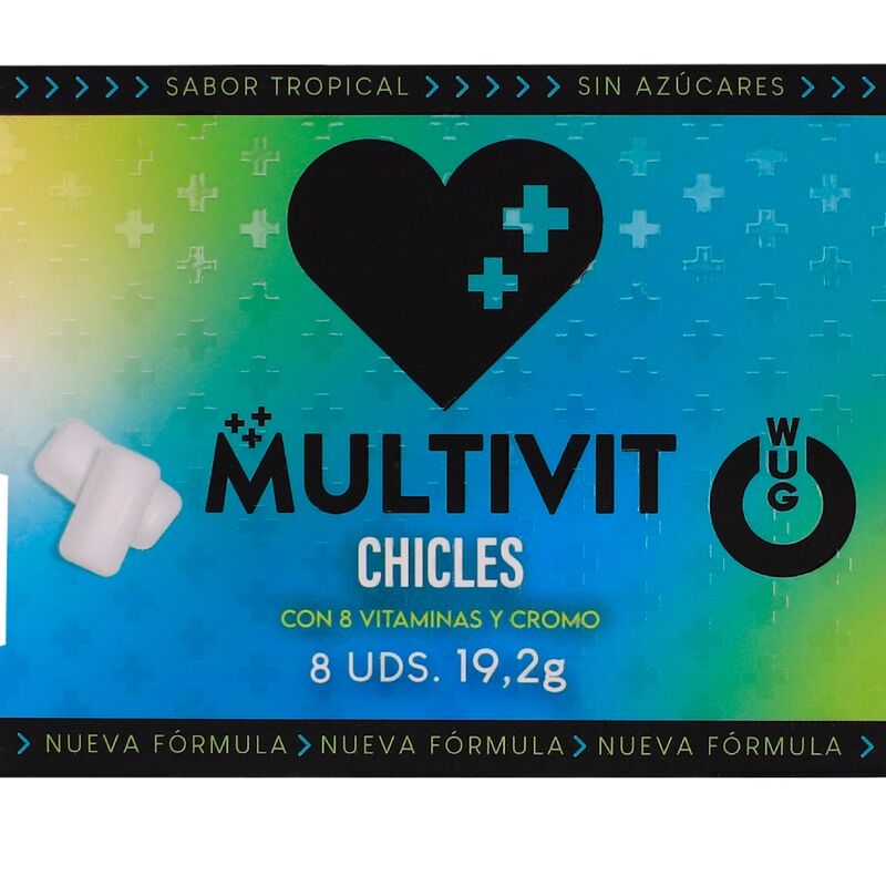 Žvýkačky WUG GUM Multivit s vitaminy, tropická příchuť, 8 kusů