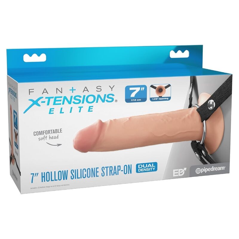 FANTASY X-TENSIONS ELITE souprava s postrojem a dutým silikonovým dildem, 17,8 cm