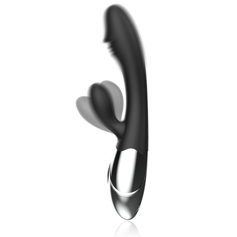 Vibrátor Rabbit na bod G se dvěma motory a silikonem o délce 20 cm BLACKSILVER