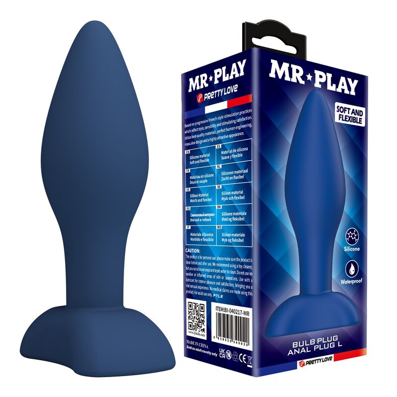 Anální kolík MR PLAY ze silikonu, modrý, velikost L