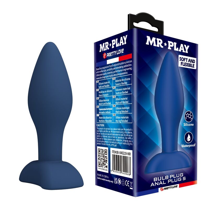 MR PLAY anální kolík ze silikonu, modrý, velikost S
