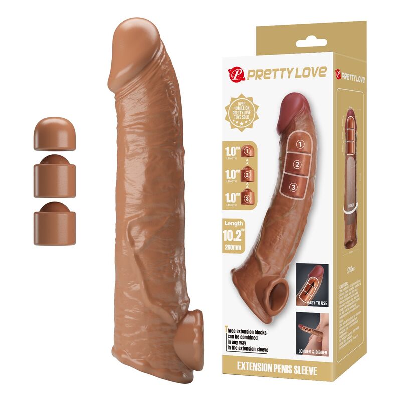 Návlek na penis Pretty Love s nastavitelnou hloubkou, 26 cm