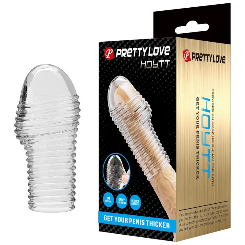 PRETTY LOVE HOTTT návlek na penis s kroužky, průhledný