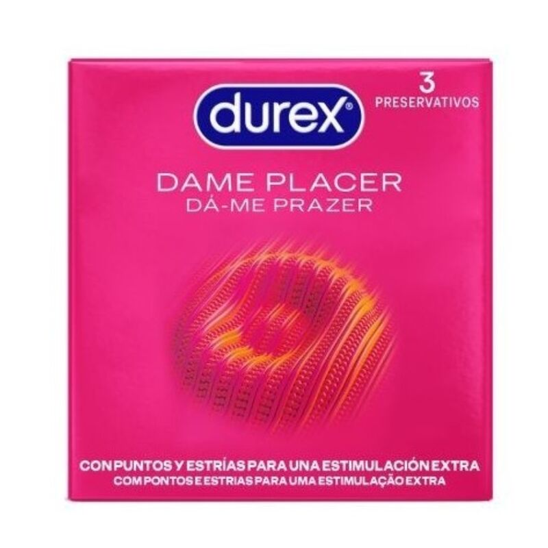 Žebrované kondomy Durex Give Me Pleasure, 3 kusy