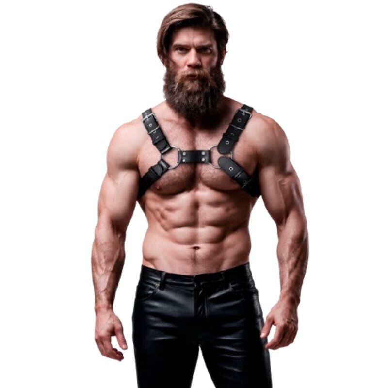 FETISH SUBMISSIVE ATTITUDE Bulldog pánský postroj z veganské kůže