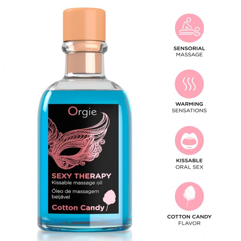 Masážní set ORGIE Lips Cotton Candy s masážním olejem, 100 ml