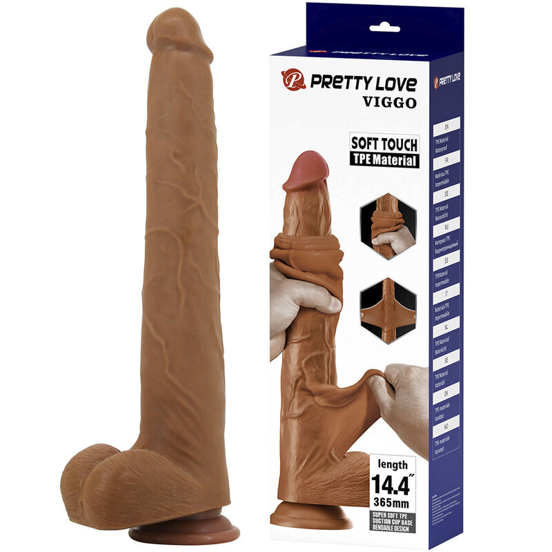 Realistický dildo Pretty Love Viggo, hnědý