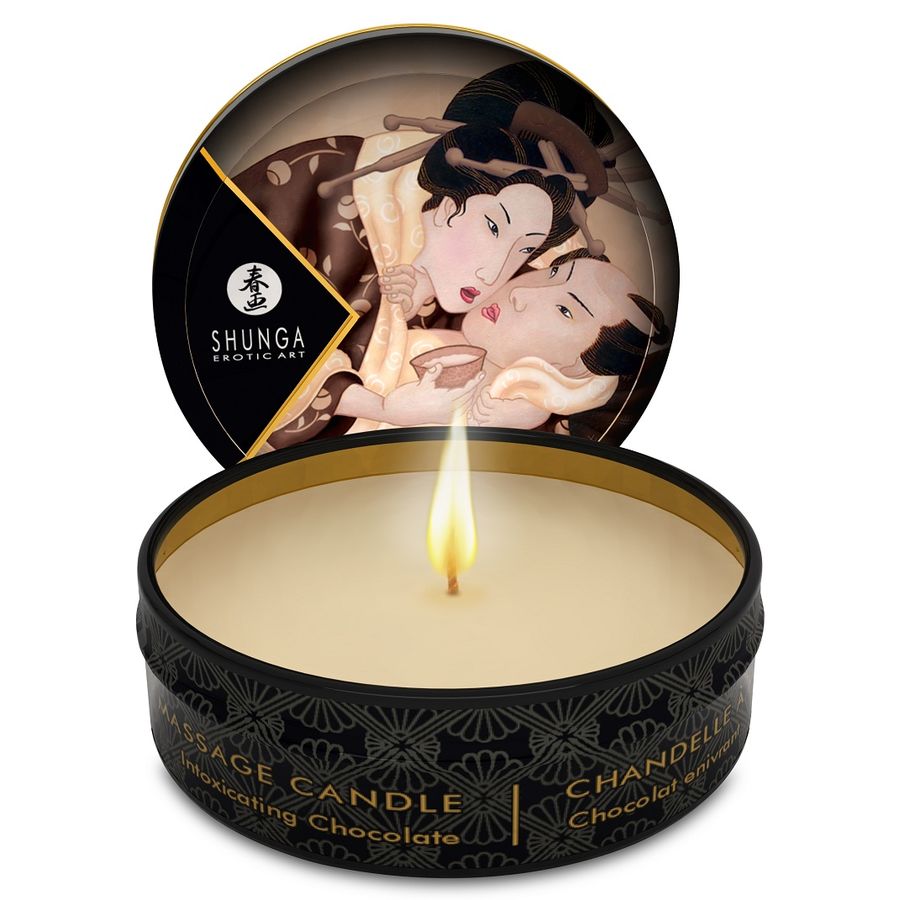 Masážní svíčka Shunga Mini Caress s čokoládovou vůní, 30 ml