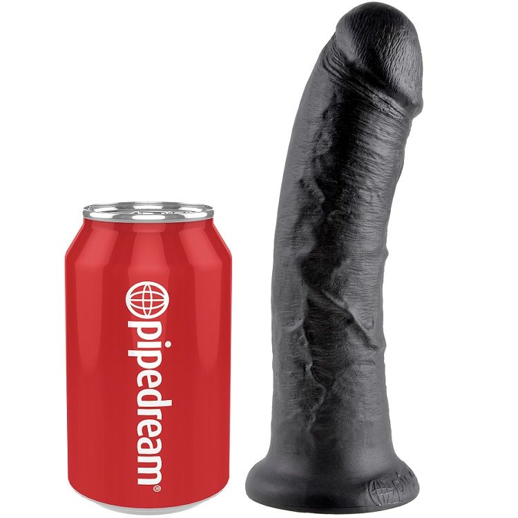 Dildo KING COCK s přísavkou, černé, 20,3 cm