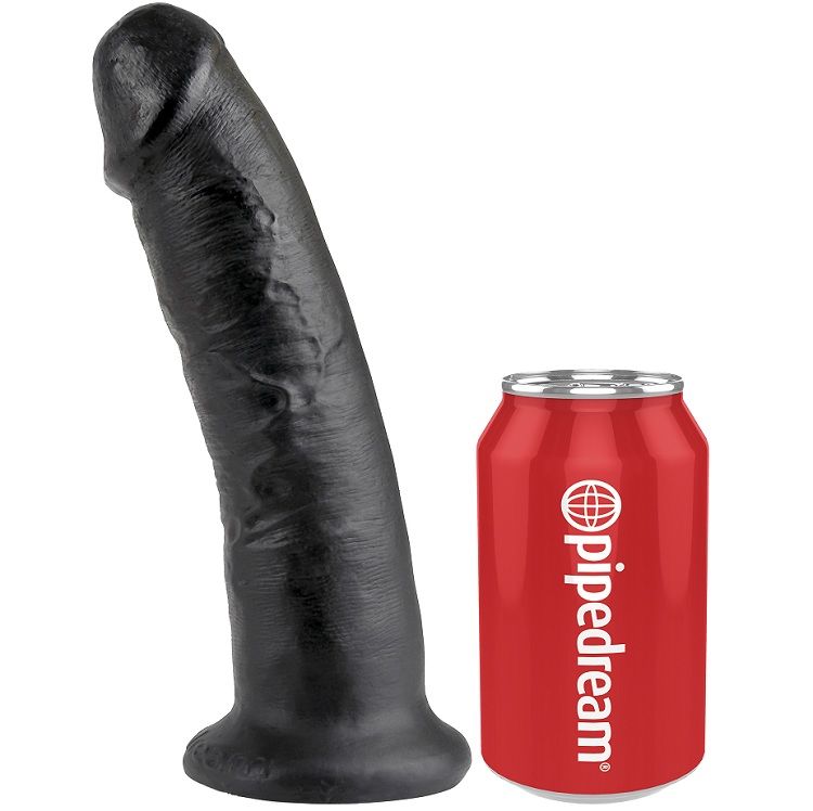 Dildo KING COCK s přísavkou, černé, 22,9 cm