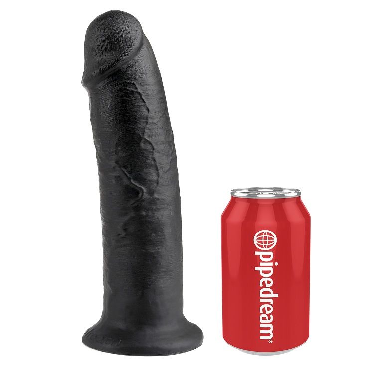 Realistické dildo KING COCK s přísavkou, černé, 25 cm