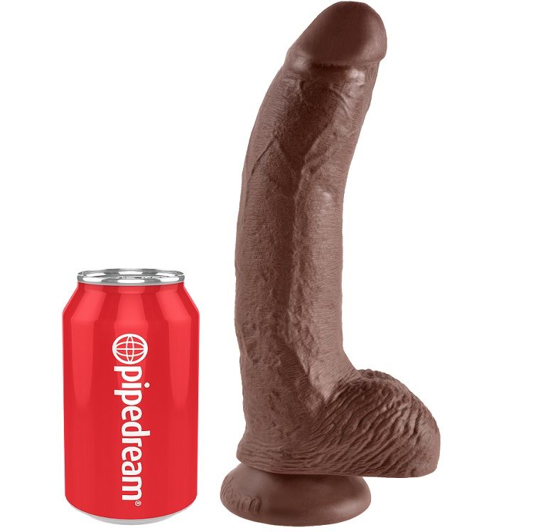 KING COCK dildo s varlaty, hnědé, 22,9 cm