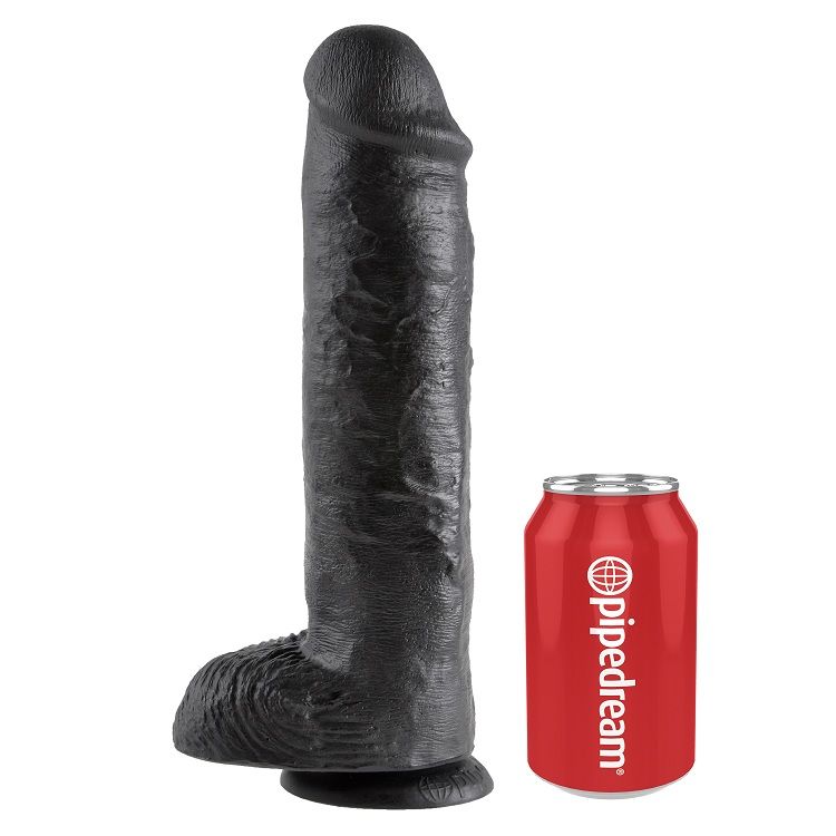 KING COCK dildo s varlaty, černé, 28 cm