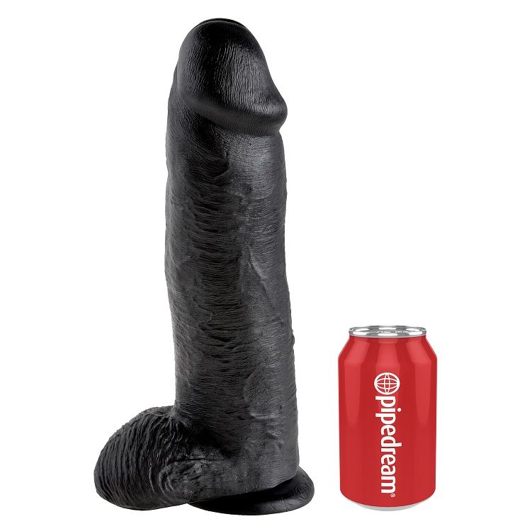 KING COCK dildo s varlaty, černé, 30,48 cm