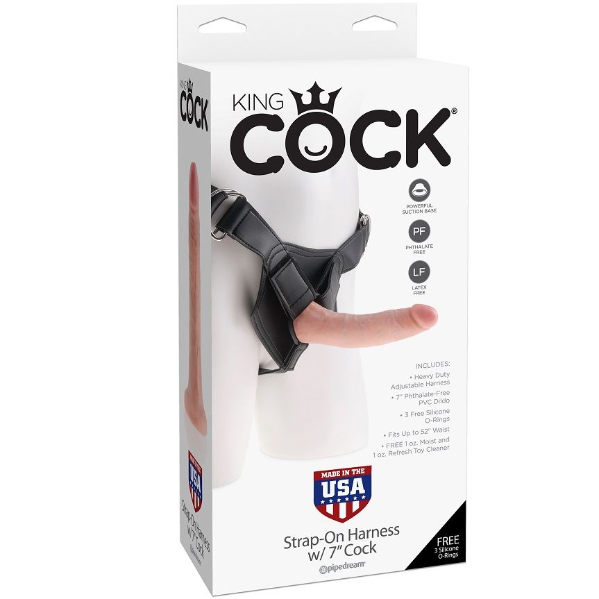 KING COCK připínací set s realistickou délkou penisu 17,8 cm
