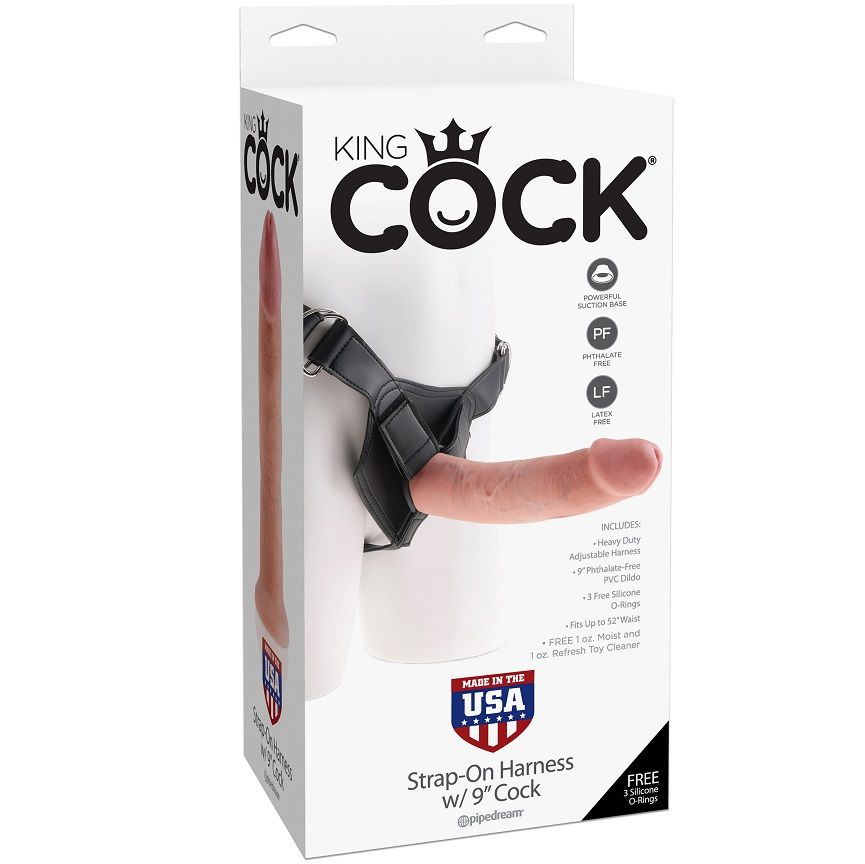 KING COCK strap on set s realistickým penisem, 22,9 cm