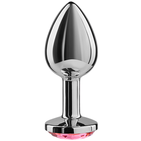 Anální kolík SECRETPLAY z hliníku a skla, fuchsiový, 8 cm