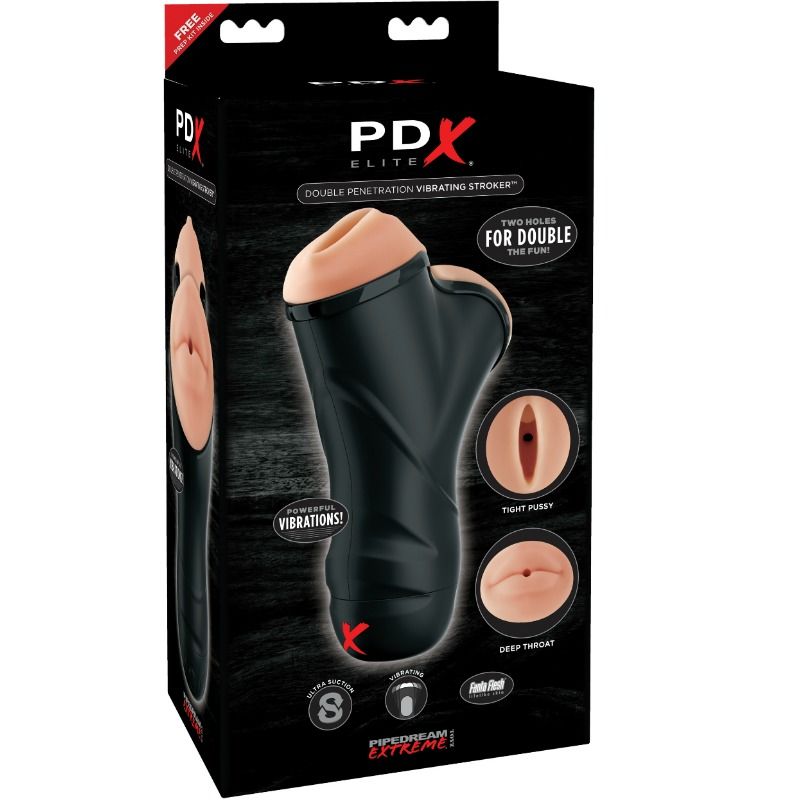 Vibrační masturbátor PDX ELITE se dvěma otvory