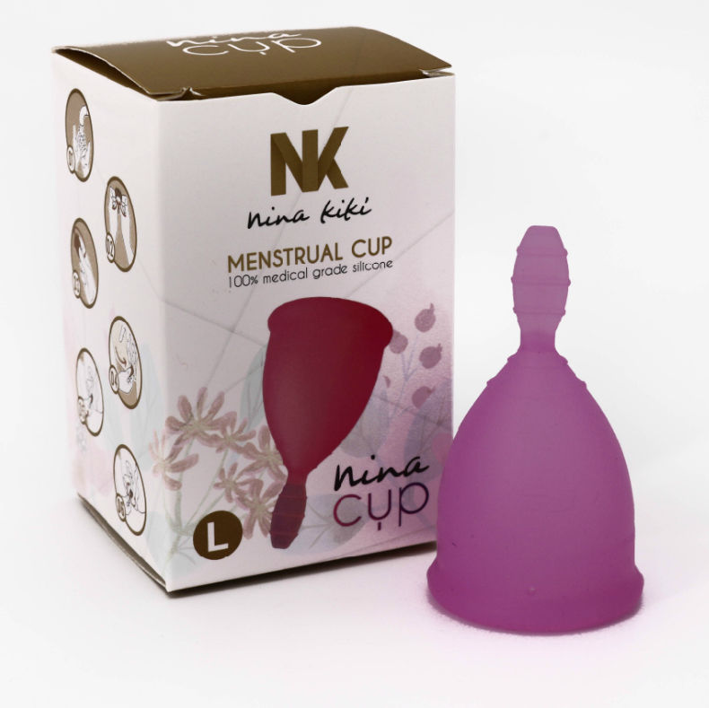 Menstruační kalíšek z lékařského silikonu, velikost L, až 12 hodin pohodlí NINA KIKÍ