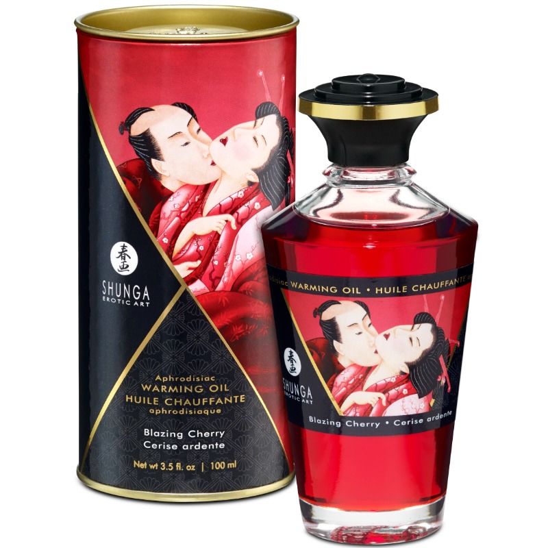 Zahřívací masážní olej SHUNGA Intense Cherry 100 ml