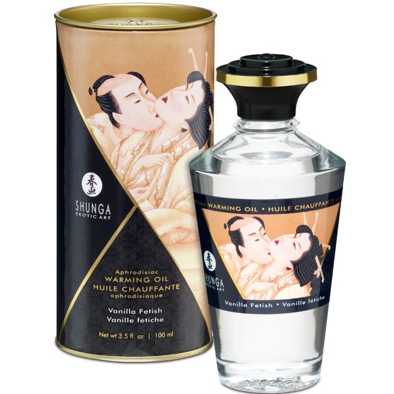 Shunga Fetish Vanilla masážní olej s hřejivým účinkem, 100 ml
