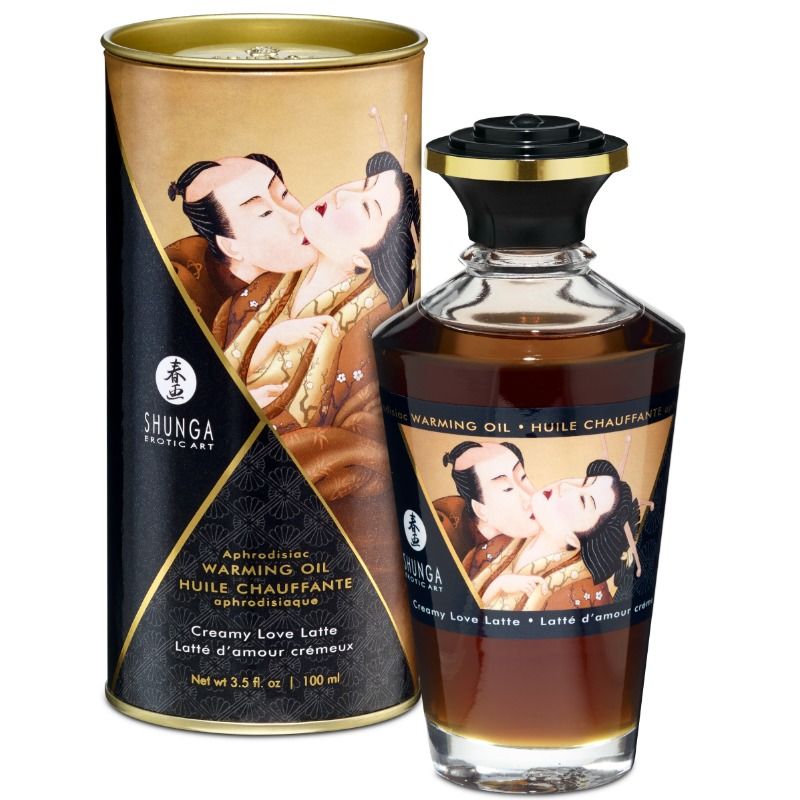 Masážní olej Shunga s krémovou příchutí Love Latte, 100 ml