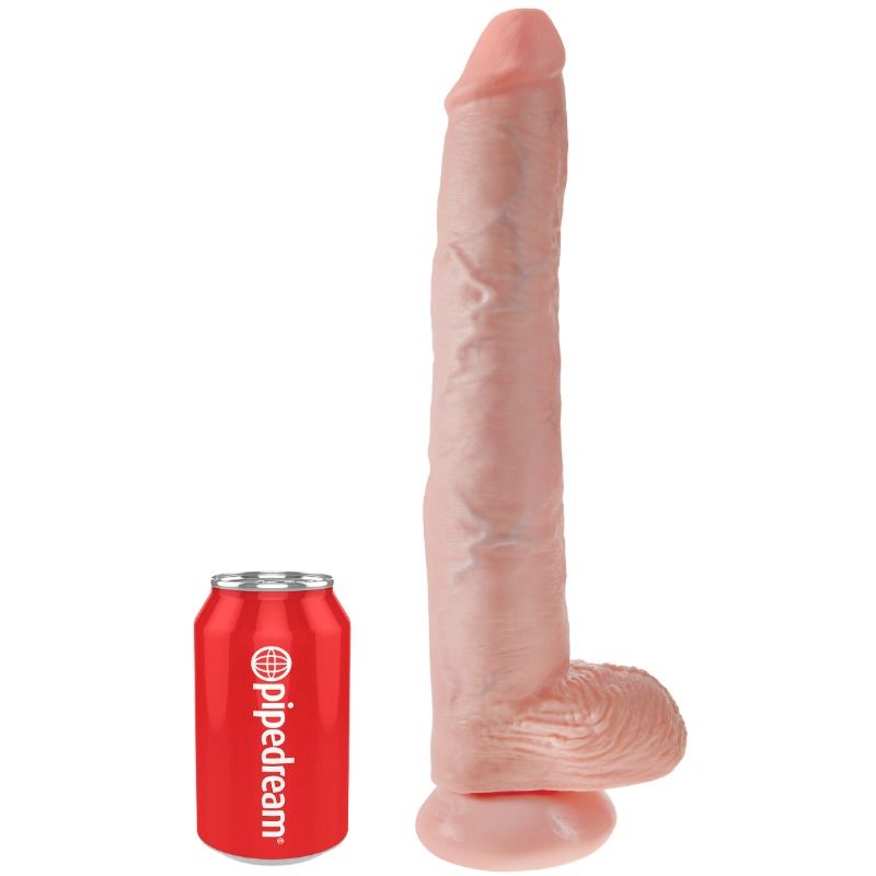 Dildo KING COCK s varlaty, tělové, 35,6 cm