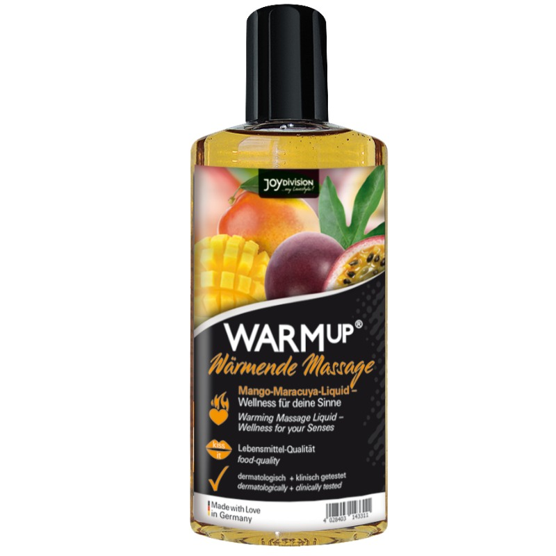 JOYDIVISION AQUAGLIDE WARMup masážní olej s příchutí manga a marakuji, 150 ml
