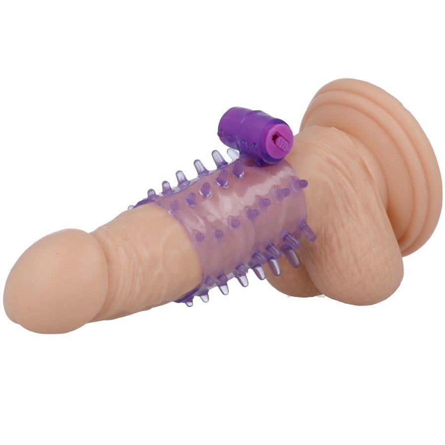 CASUAL LOVE vibrační návlek na penis s kroužkem, fialový