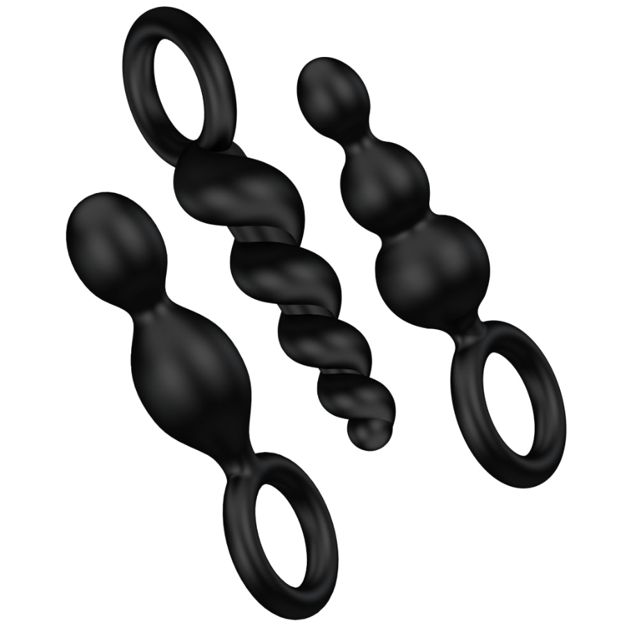 Sada análních zátek Satisfyer, 3 kusy, silikon, černá