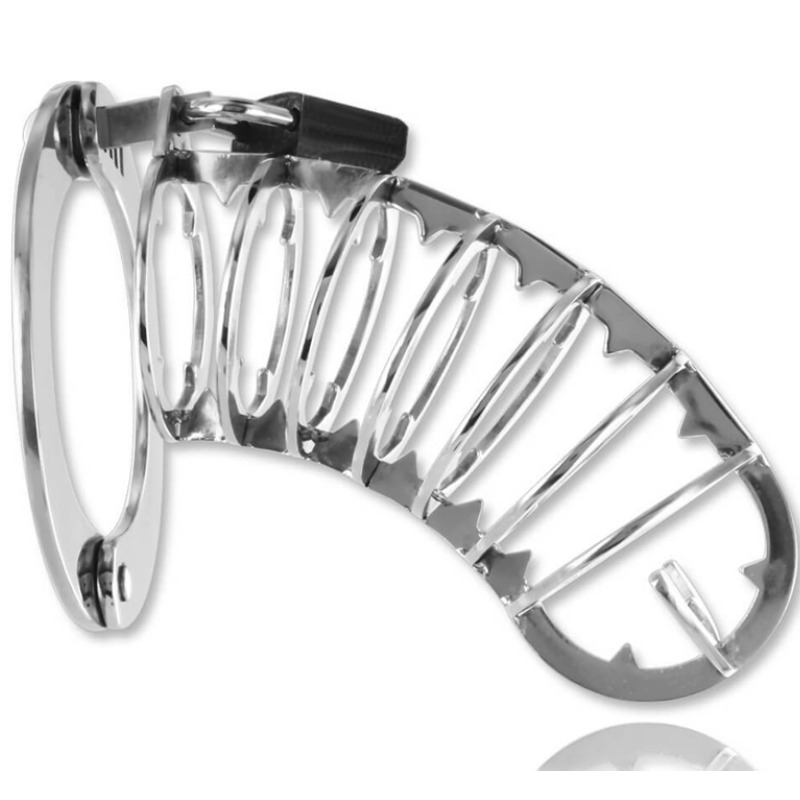 Klec na penis METAL HARD z nerezové oceli s bezpečnostním zámkem, 14 cm