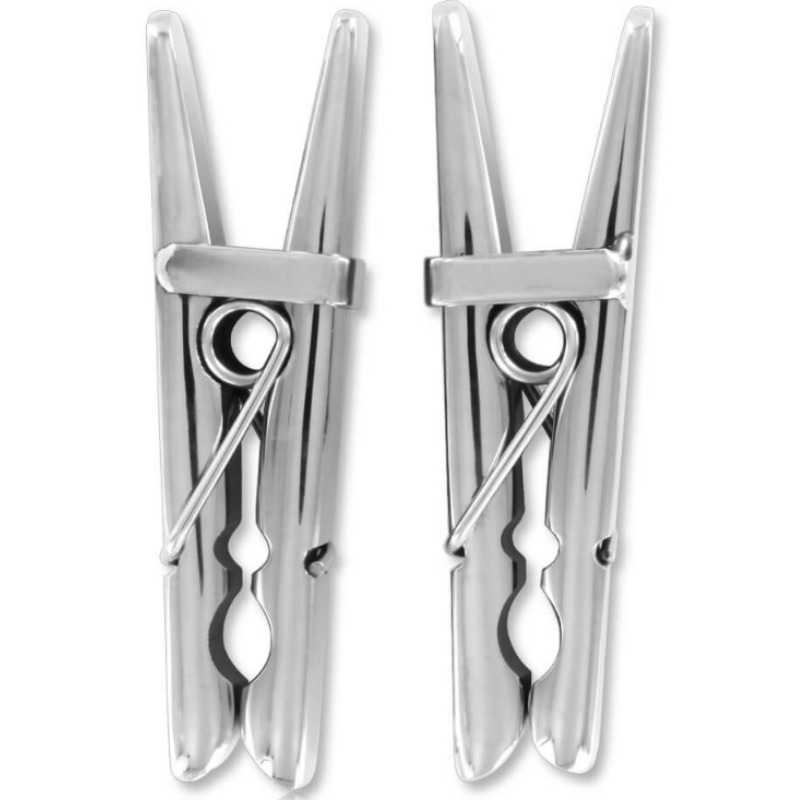 Kovové svorky na bradavky METAL HARD v designu kolíčků na prádlo