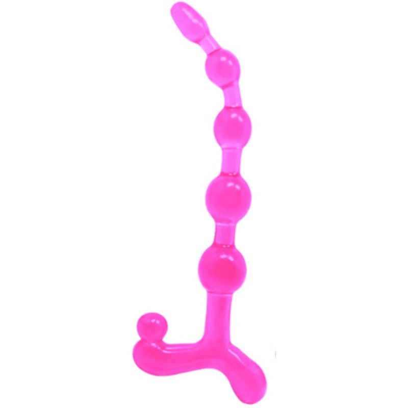 Anální kuličky BAILE Bendy Twist z pružného TPR, růžové