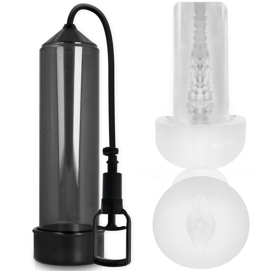 Penisová pumpa PUMP ADDICTED RX7 s masturbátorem, černá