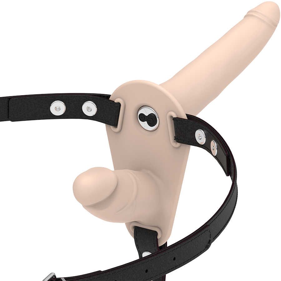 FETISH SUBMISSIVE HARNESS Dvojitý strap on s vibrátorem