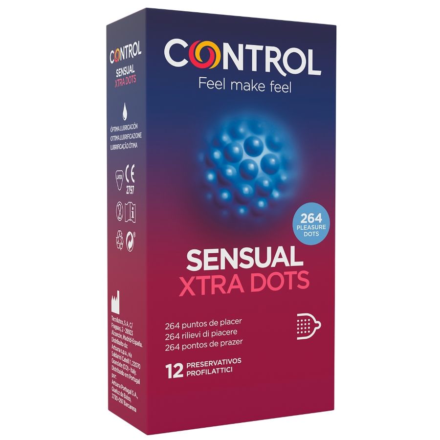 Kondomy Control Xtra Dots s výstupky, 12 kusů