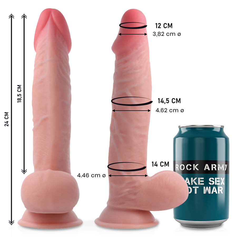 ROCK ARMY Dual Density Sherman realistické dildo, 24 cm