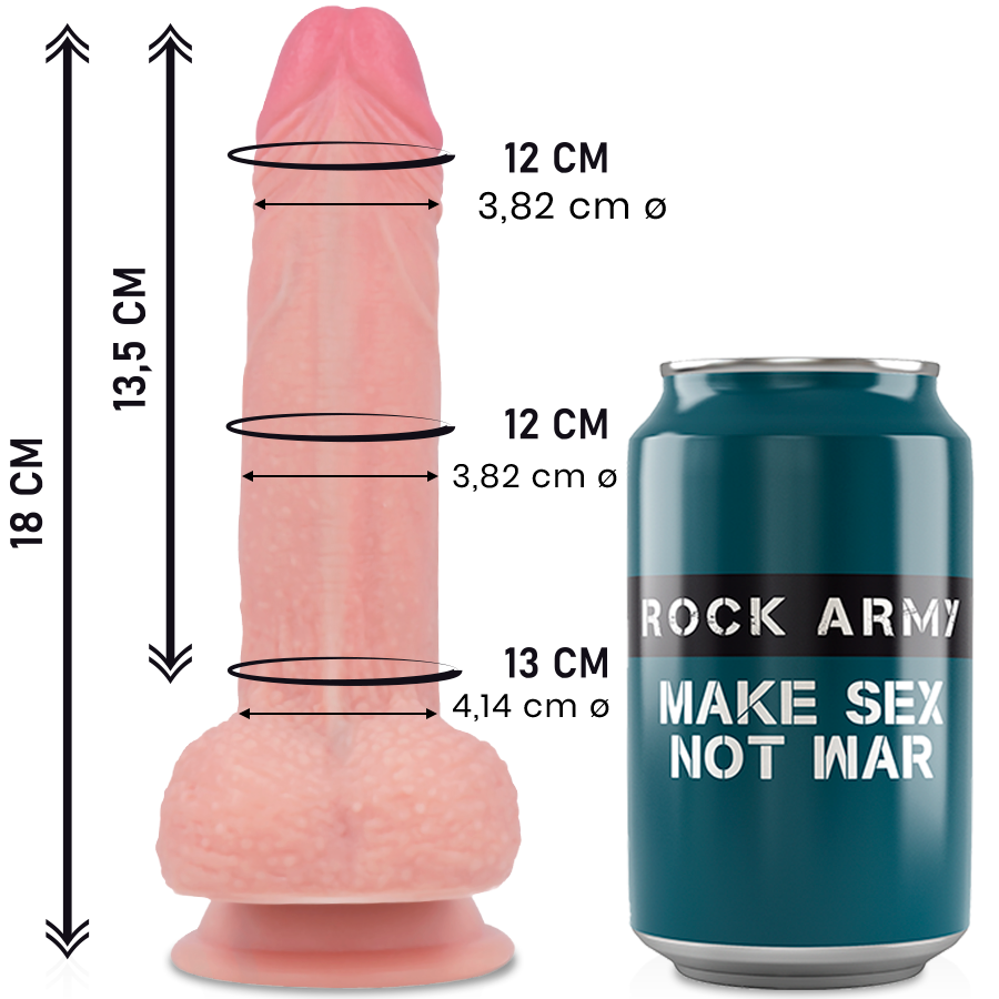 ROCK ARMY Mustang realistické silikonové dildo, 18 cm