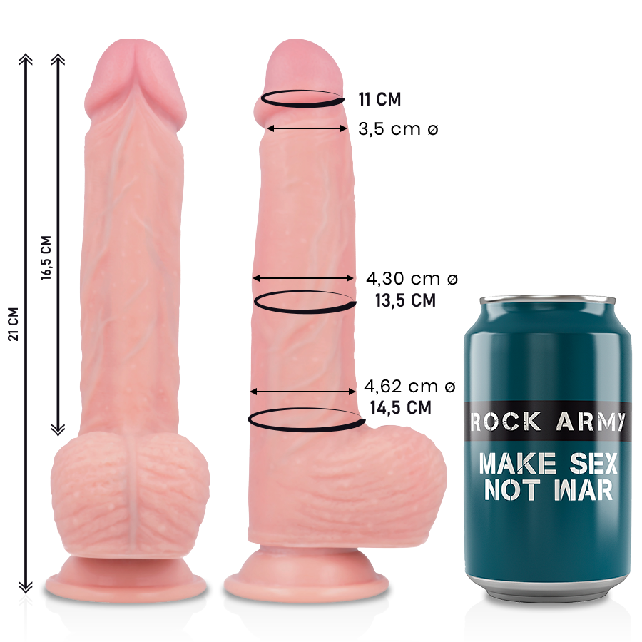 Realistické silikonové dildo ROCK ARMY Spitfire, 21 cm
