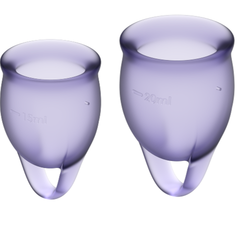 Menstruační kalíšek Satisfyer Feel Confident, 15 a 20 ml, fialový